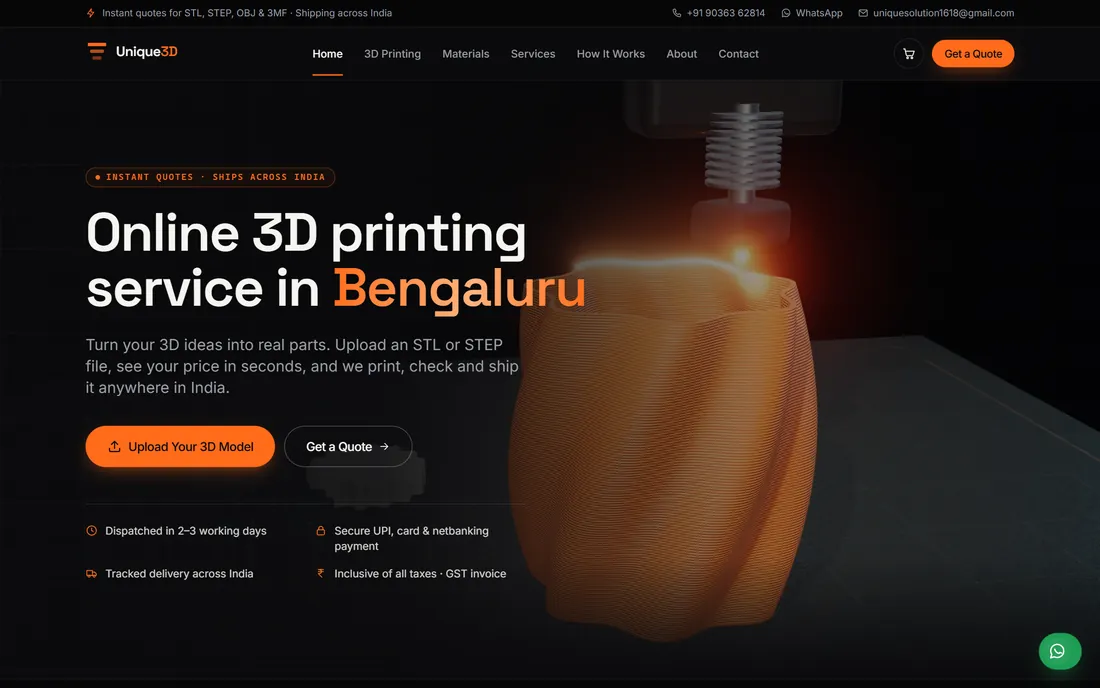 unique3d.in on a laptop